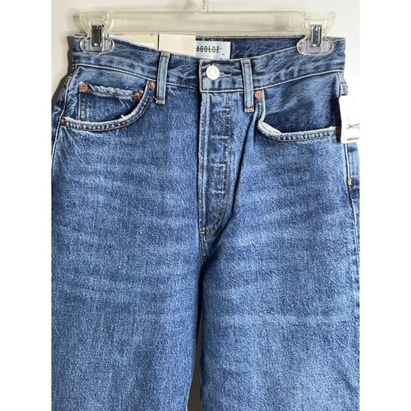 Agolde 90's Pinch Waist High Rise Straight Jeans in Range Blue Size 24 NWT - Picture 6 of 8